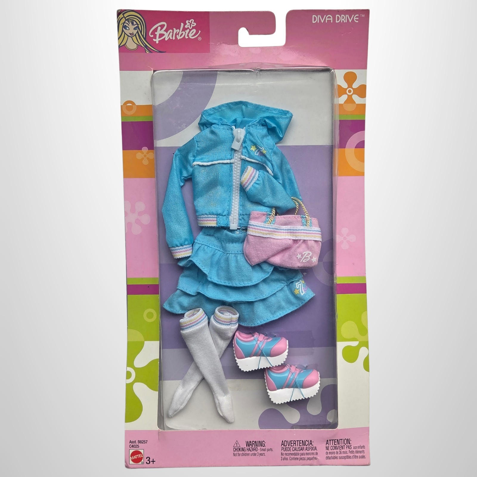 BARBIE HTF FASHION DIVA DRIVE CLOTHING OUTFIT B8257 C4025 FROM 2004 NRFB NIP NIB