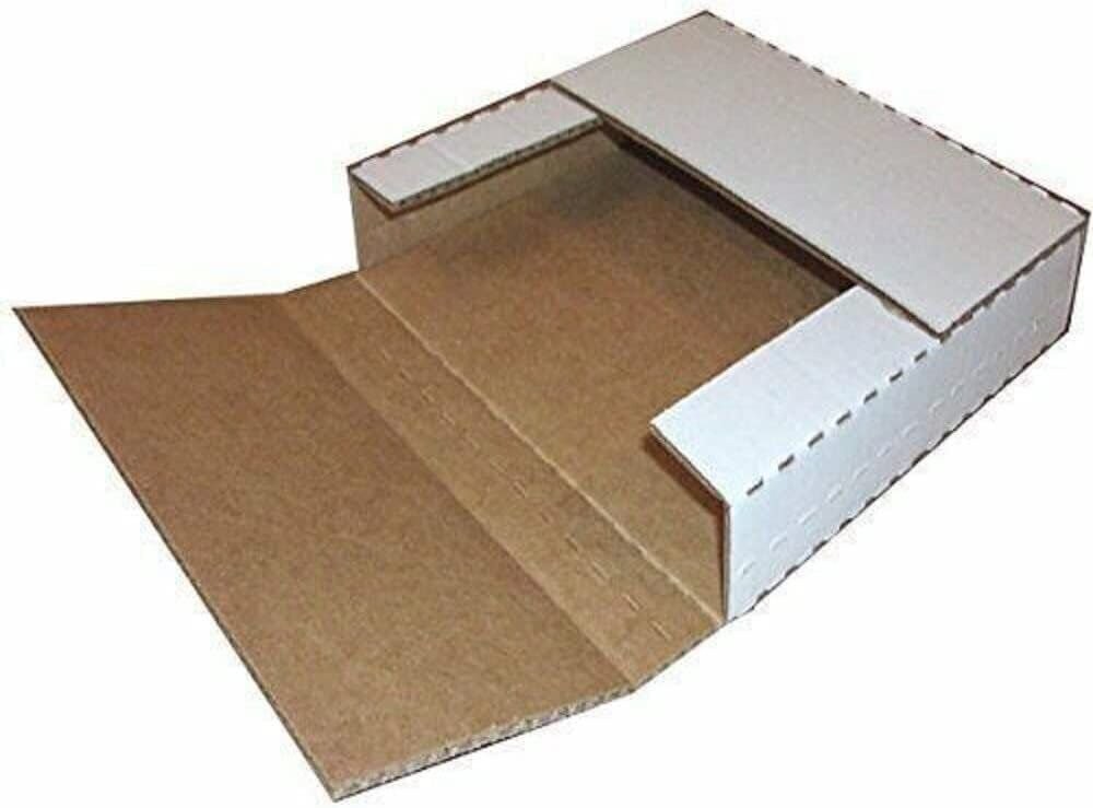 50 - 9 5/8 x 6 5/8 x 1 1/4 White Multi Depth Bookfold Mailer Book Box Bookfolds