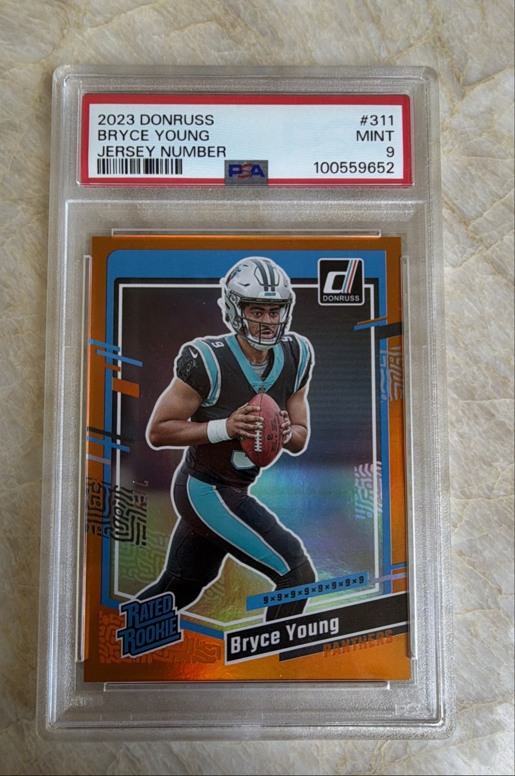 🔥🔥BRYCE YOUNG /9 ROOKIE🔥2023 Panini Donruss Rated Rookie #311 Jersey Number