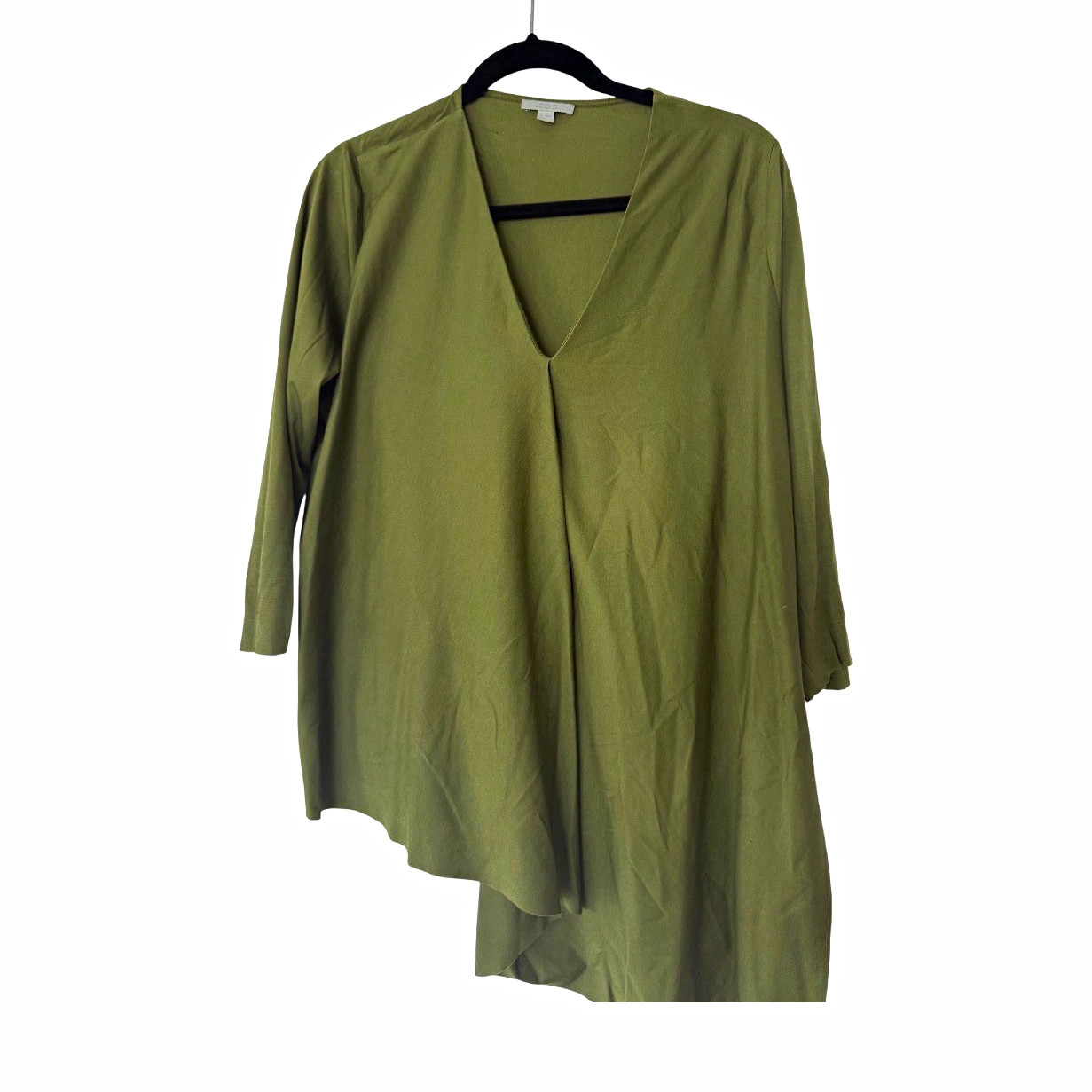 COS Women\'s M Green Solid V-Neck 3/4 Sleeve Pullover Top Regular COS Women\'s M Green Solid V-Neck 3/4 Sleeve Pullover Top Regular