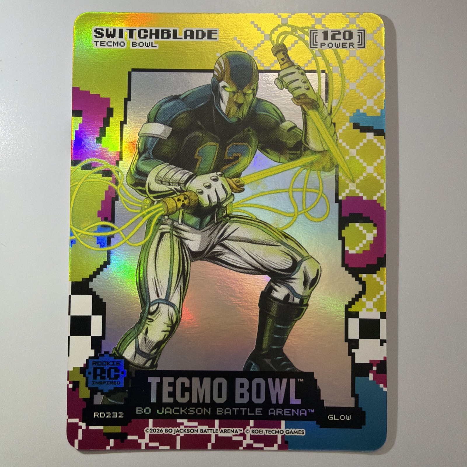Bo Jackson Battle Arena Tecmo Switchblade 80s 8-bit Rad Glow Travis Hunter SSP Bo Jackson Battle Arena Tecmo Switchblade 80s 8-bit Rad Glow Travis Hunter SSP