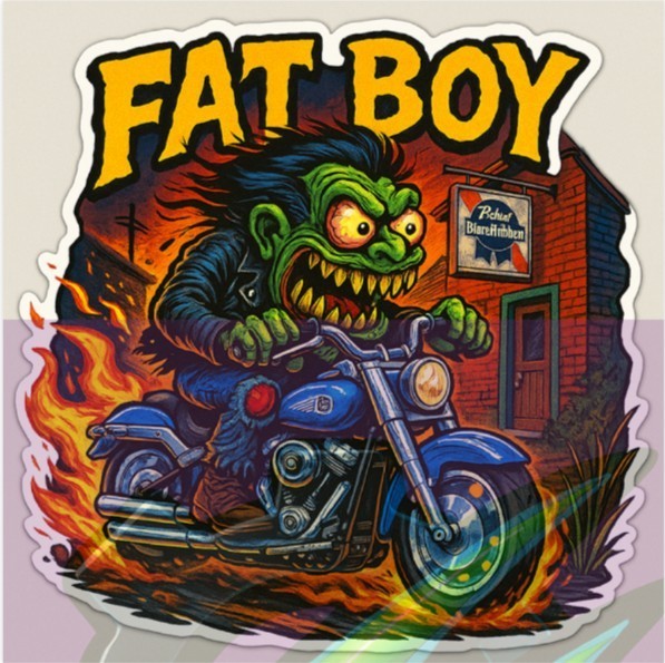 Harley-Davidson Fat Boy 9x9cm Durable Die-Cut Vinyl Sticker