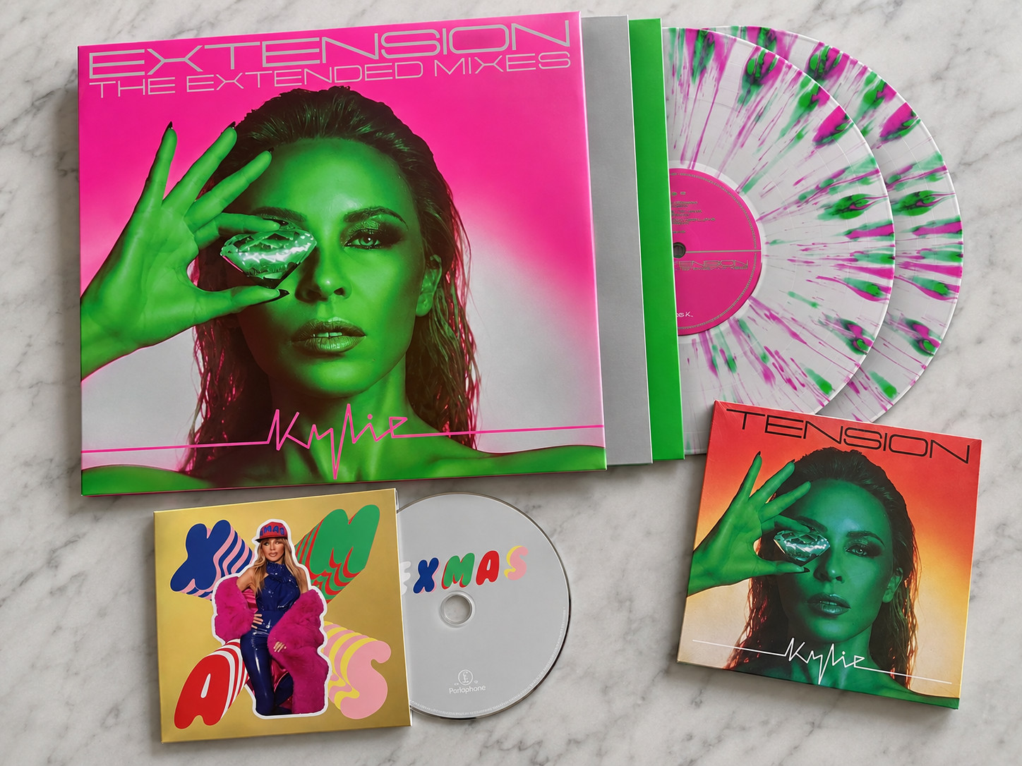 KYLIE MINOGUE Set - Extension 2-LPs + Tension Standard CD + XMAS (Amazon CD)