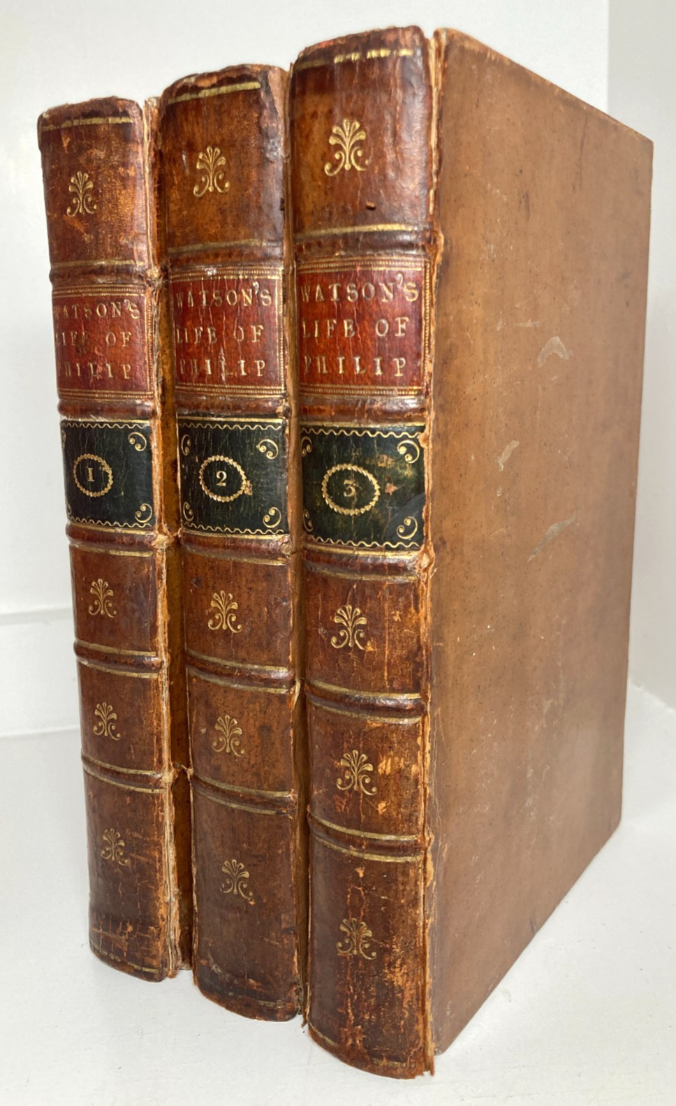 1779 Watson History Philip II King of Spain 3 Vols Leather Armorial Bookplates
