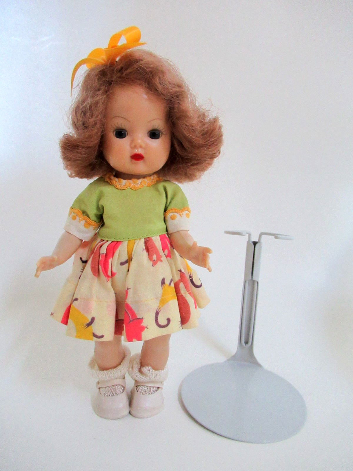1954 NASB Nancy Ann SLW Doll MUFFIE 507-4 dress cats animals print vintage