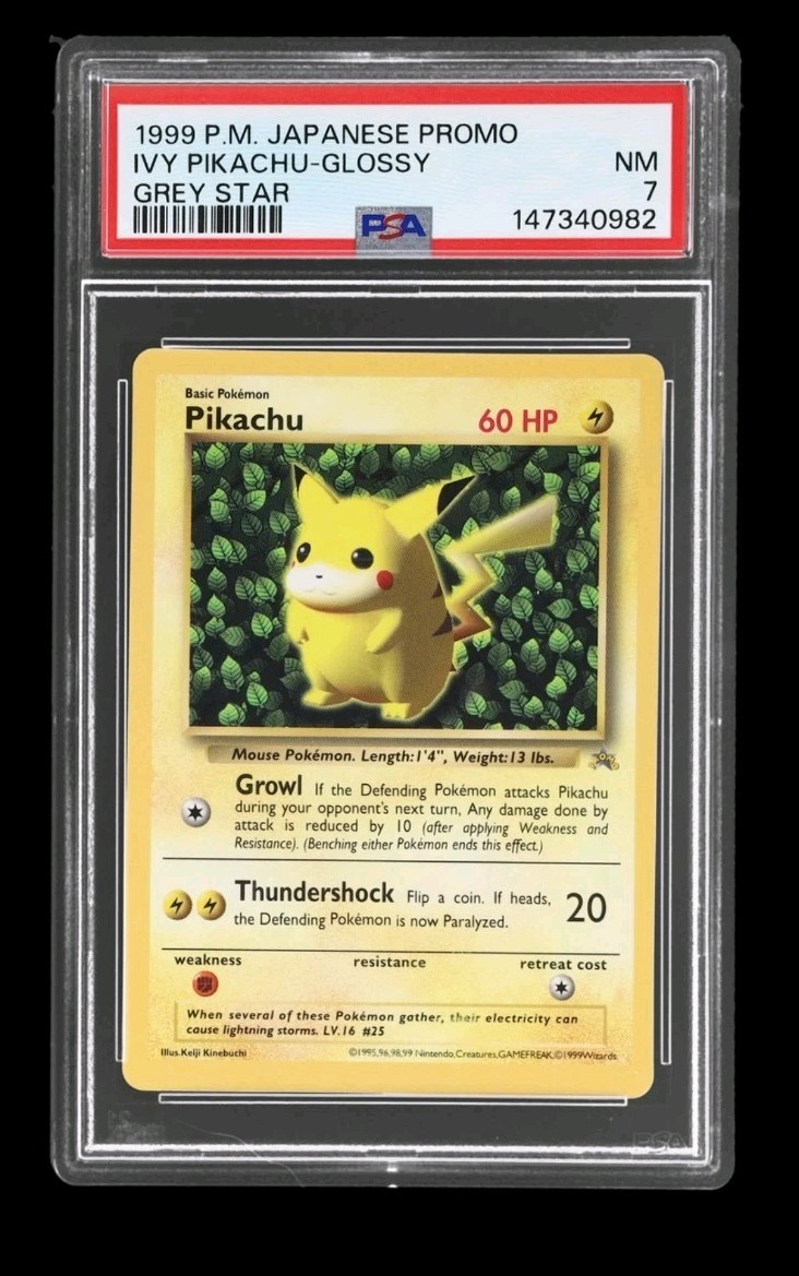 Ivy Pikachu Pokemon 1999 Glossy Corocoro GREY STAR Japanese Promo English PSA 7 Ivy Pikachu Pokemon 1999 Glossy Corocoro GREY STAR Japanese Promo English PSA 7