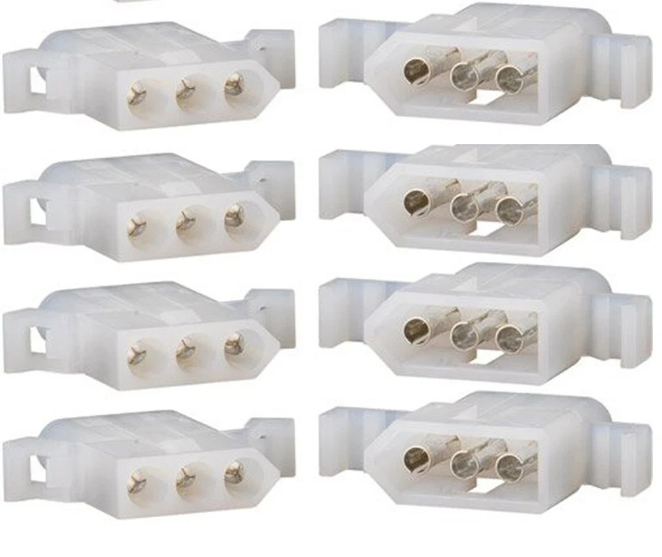 Molex Connector Lot, 4 Matched Sets, (3-Circuits) w/18-24 AWG .062