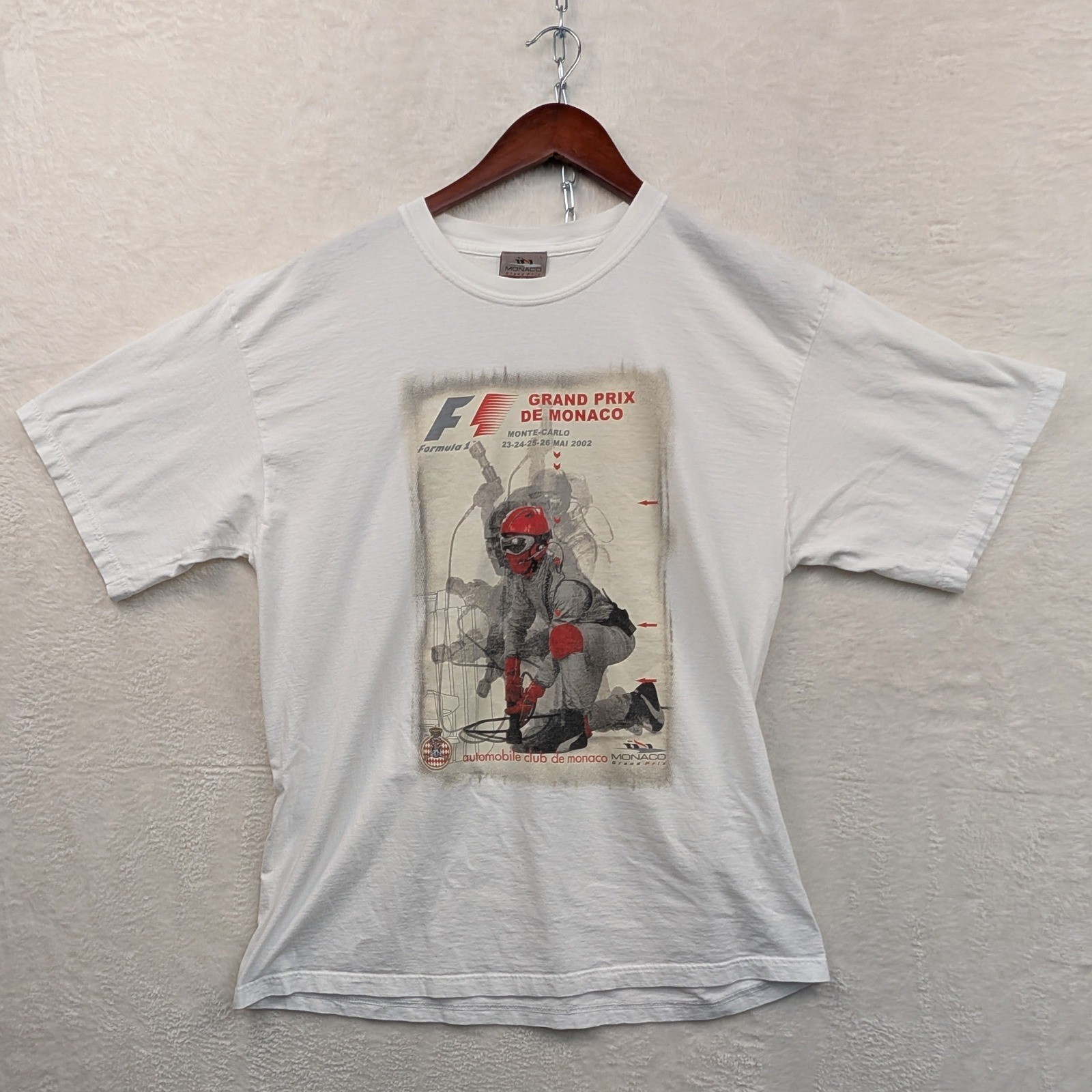 VTG Monaco Grand Prix T-shirt Men\'s Medium White 2002 F1 Monte Carlo Racing Y2K