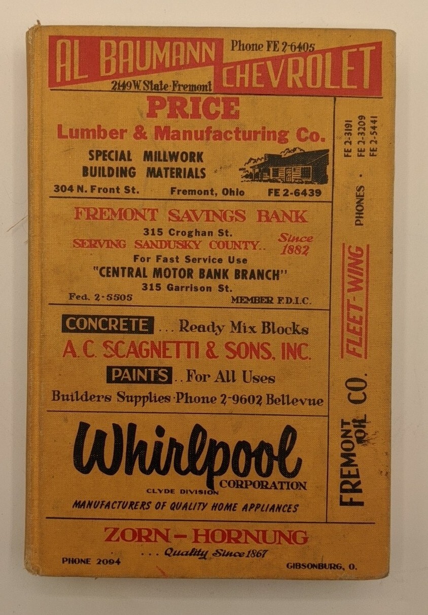 Vintage 1958 Robinson\'s Sandusky County Ohio Directory, County Map & Highway Map