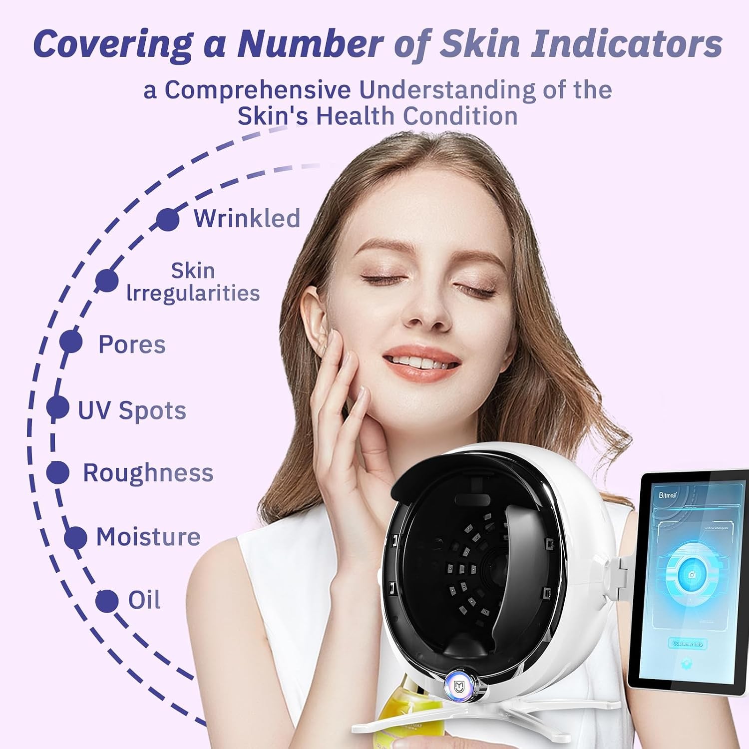 3D Digital Skin Analyzer AI Fine Line 13.3 inch 360 Rotating for Beauty Salon