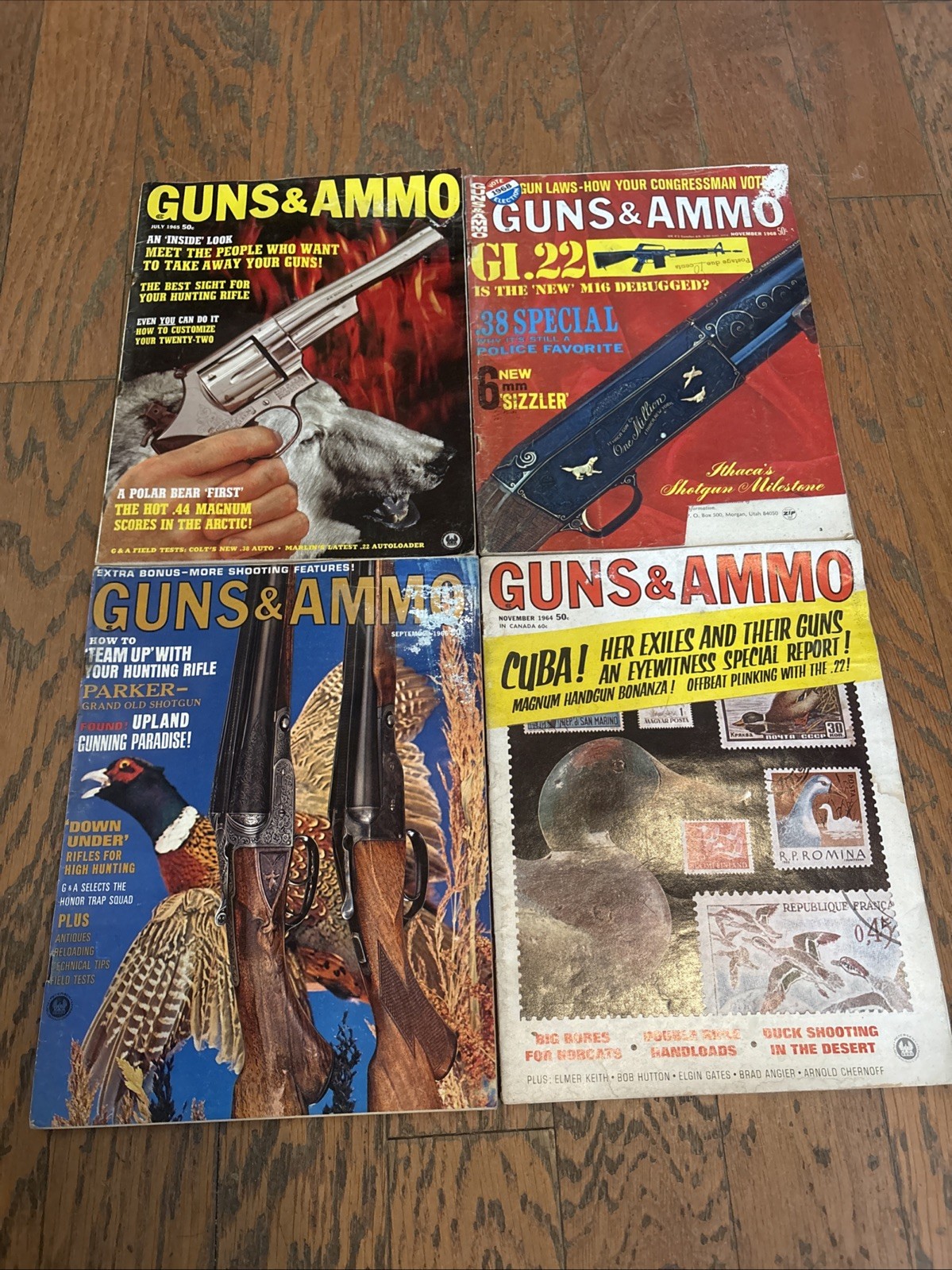 Vintage Guns & Ammo Magazine Lot of 4 1964-1968 Nov 64, July 65, Nov 68, Sept 66