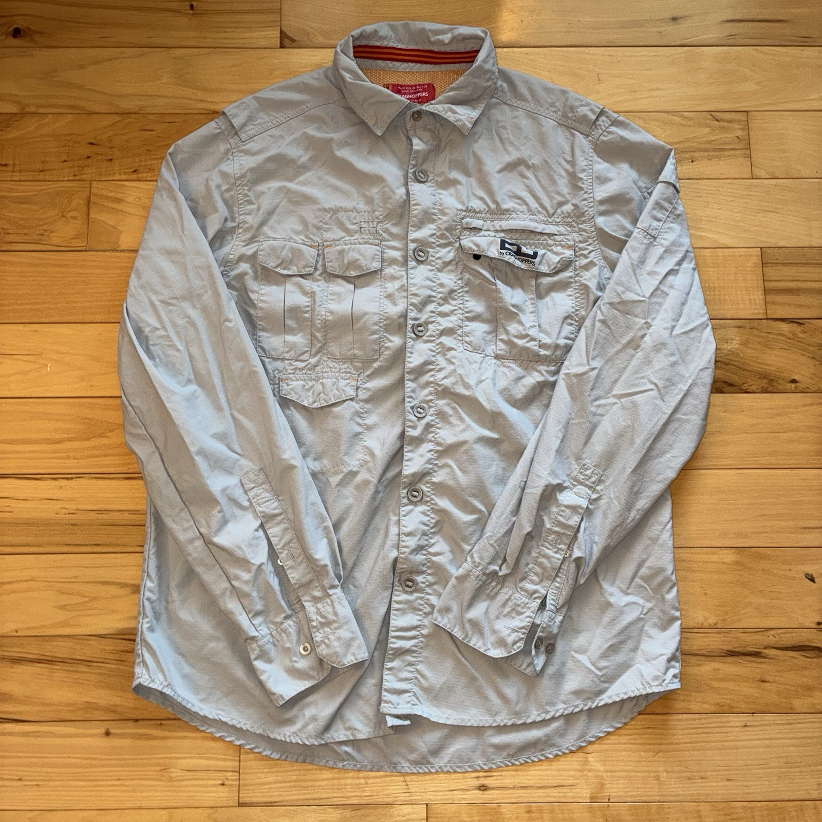 Bear Grylls Craghoppers Men’s Large Long Sleeve Hiking Safari Shirt Gray Outdoor