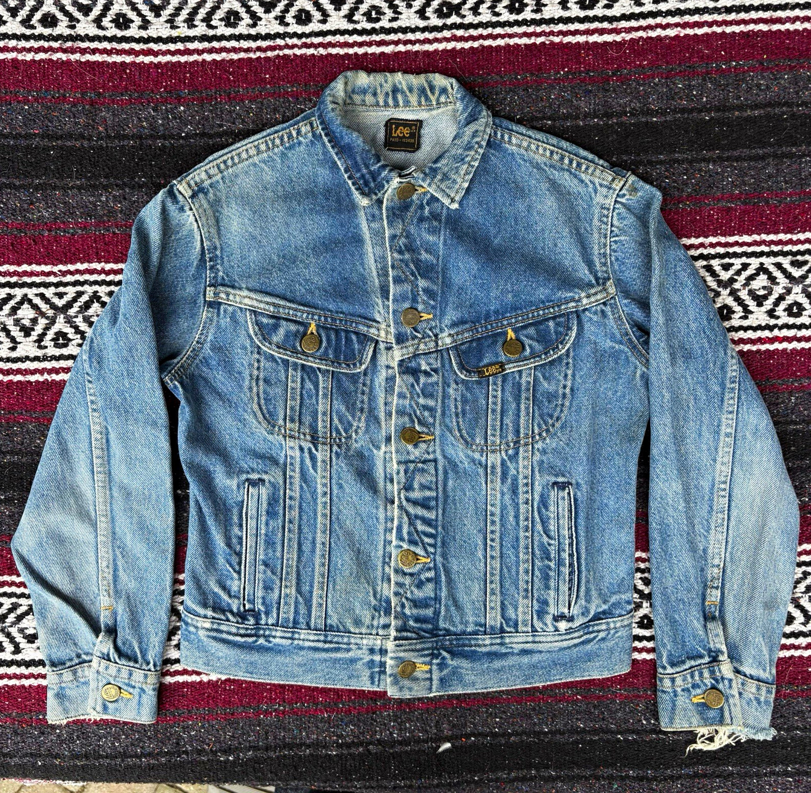 60s 70s lee riders faded distressed denim jacket xs vintage 101J western usa