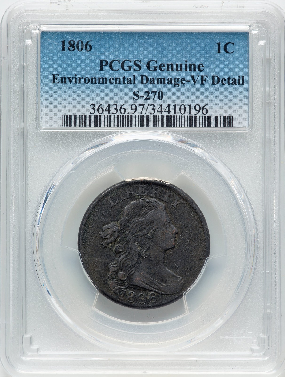 1806 Large Cent - PCGS VF Details - VERY ATTRACTIVE & RARE