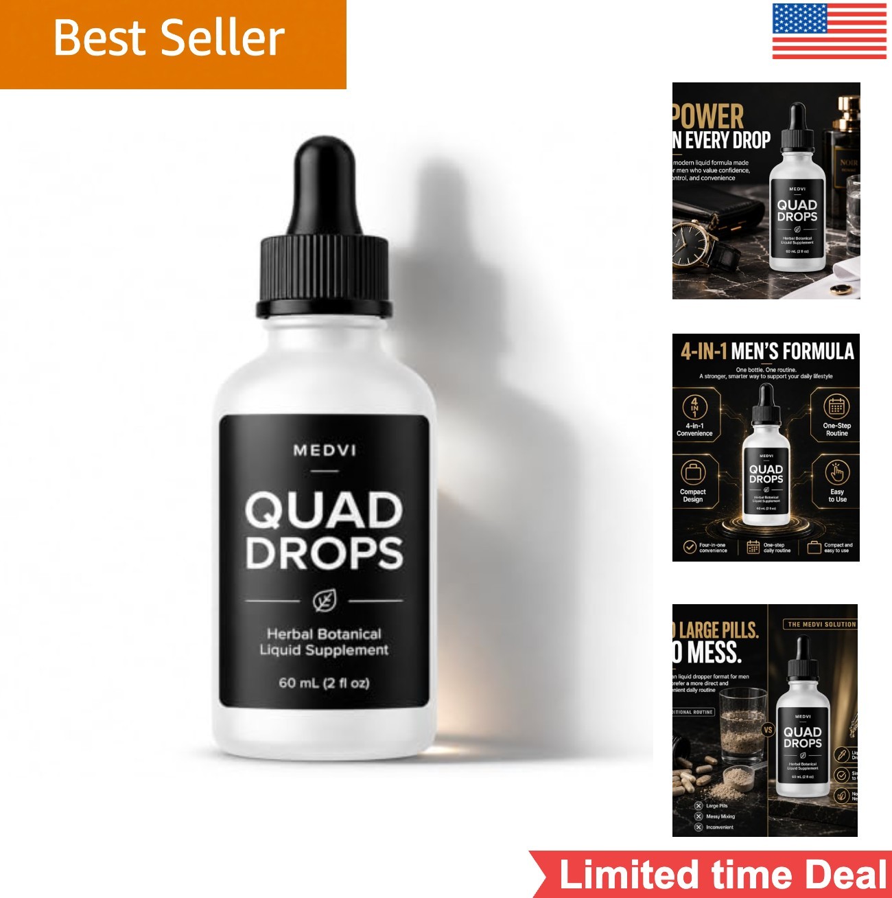 Eupholic Medvi Quad Erection Drops, Maca, Panax Ginseng, 2 Fl Oz (Pack of 1)