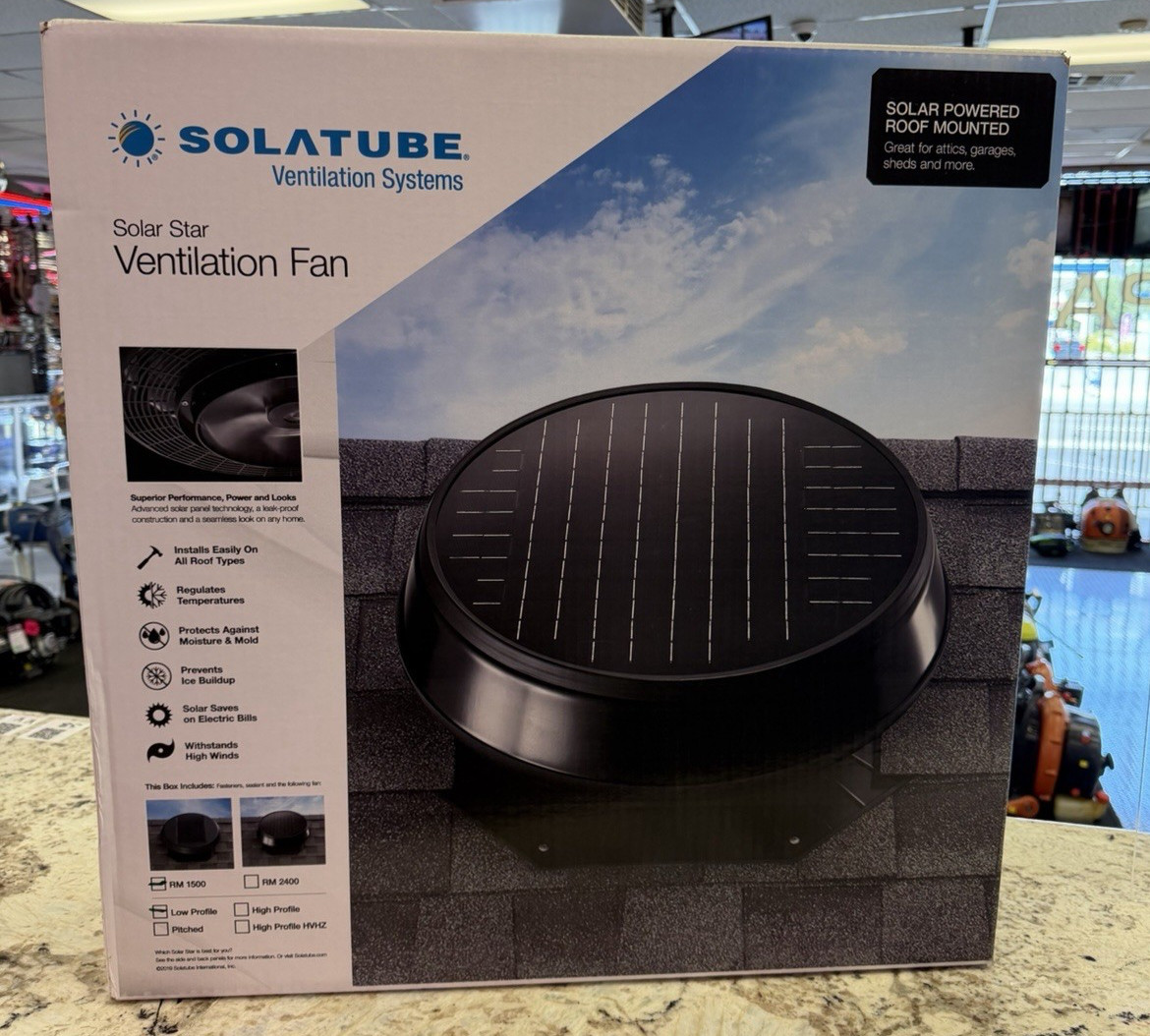 Solatube Solar Attic Fan RM1500 16W Low Profile Roof Kit  Made in USA NEW SEALED