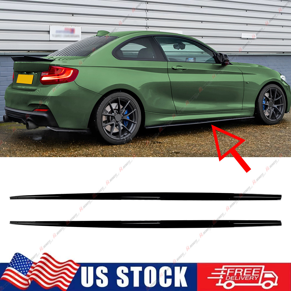 Gloss Black For BMW F22 M235i M240i M2 F87 2014-21 Side Skirt Extension Splitter