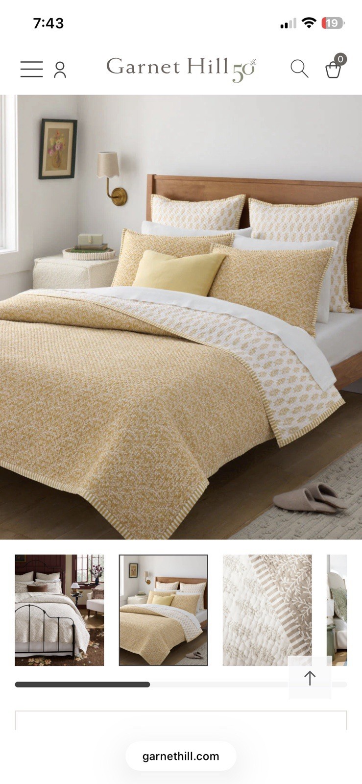 Garnet Hill Reversible Voile Floral Quilt Twin Yellow & White