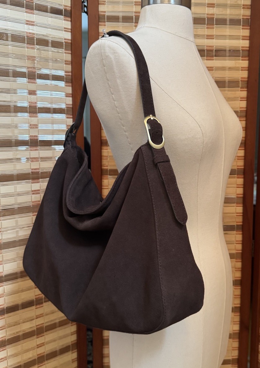 Vintage Leather Suede Slouchy Hobo Bag Brown Purse Vintage Leather Suede Slouchy Hobo Bag Brown Purse