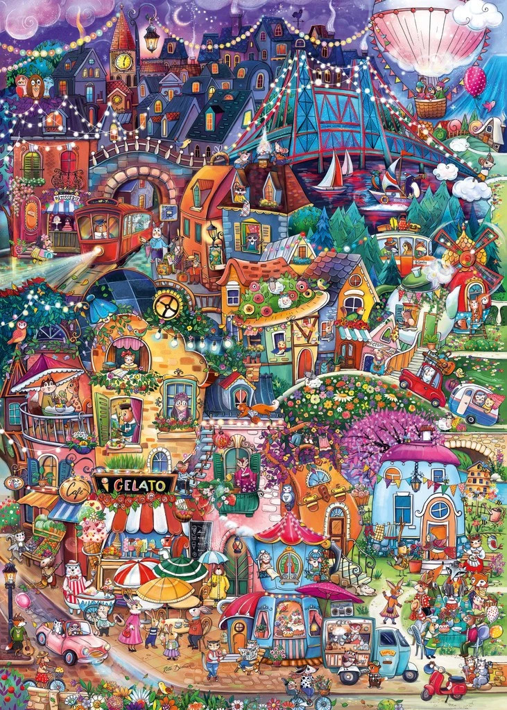 1000 Piece Jigsaw Puzzle - Happytown: Good Evening | Heye