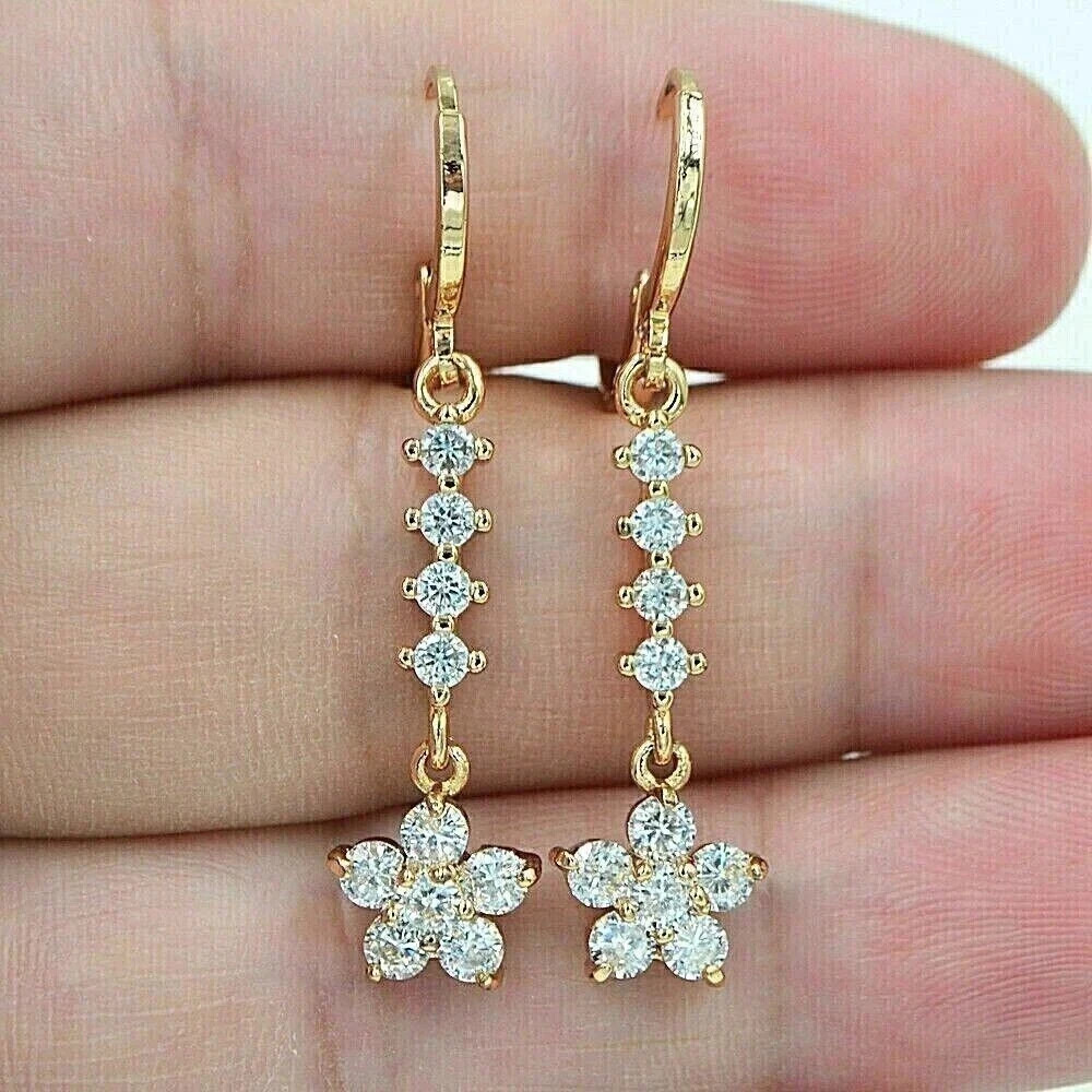 2.85Ct VVS1 Round Cut Lab-Created Diamond Engagement 14K Yellow Gold FN Earrings