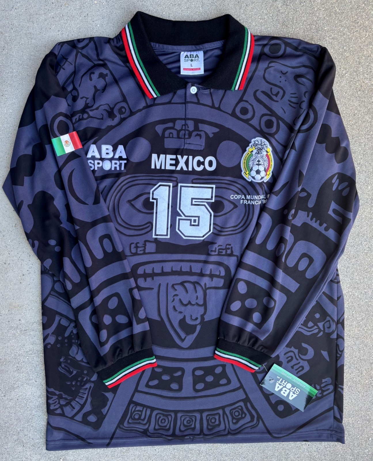 ABA Sport Mexico Black Jersey L/S 1998 reissued Size L ABA Sport Mexico Black Jersey L/S 1998 reissued Size L