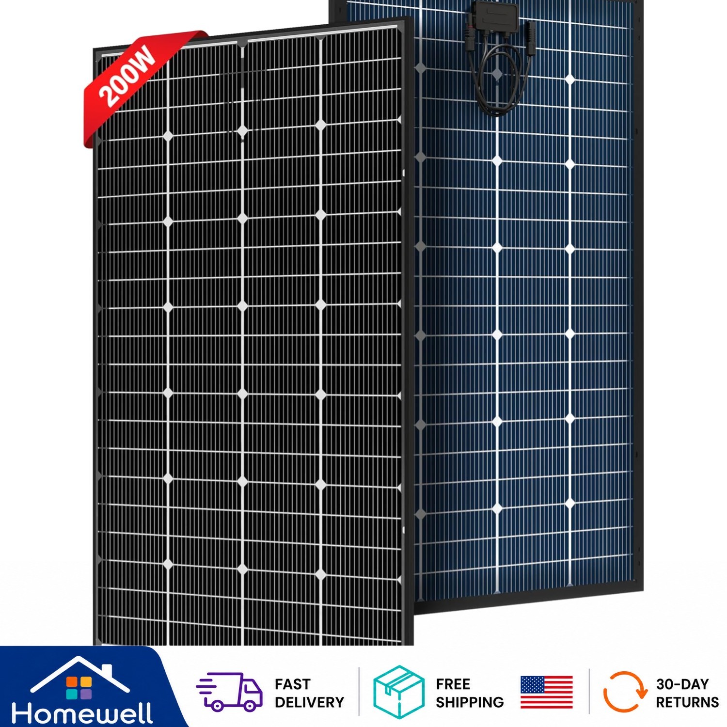 JJN N-Type 200W 12V Bifacial Solar Panel 25% High Efficiency 200W 16BB N-Type