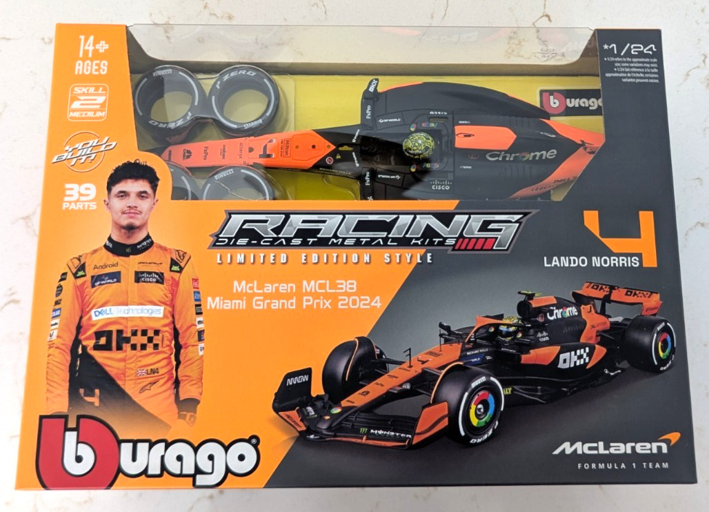 Lando Norris #4 2026 Bburago 1:24 Diecast Metal Kit F1 McLaren MCL38 LMTD EDTN Lando Norris #4 2026 Bburago 1:24 Diecast Metal Kit F1 McLaren MCL38 LMTD EDTN