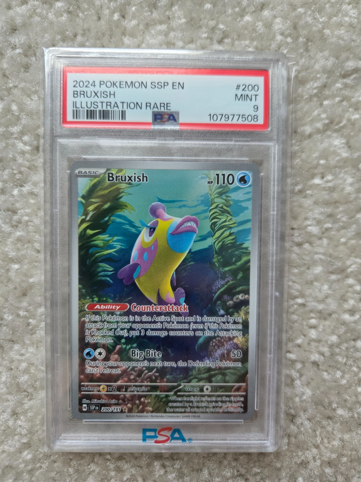 2024 POKEMON SSP EN-SURGING SPARKS #200 BRUXISH ILLUSTRATION RARE - PSA 9 (MINT) 2024 POKEMON SSP EN-SURGING SPARKS #200 BRUXISH ILLUSTRATION RARE - PSA 9 (MINT)