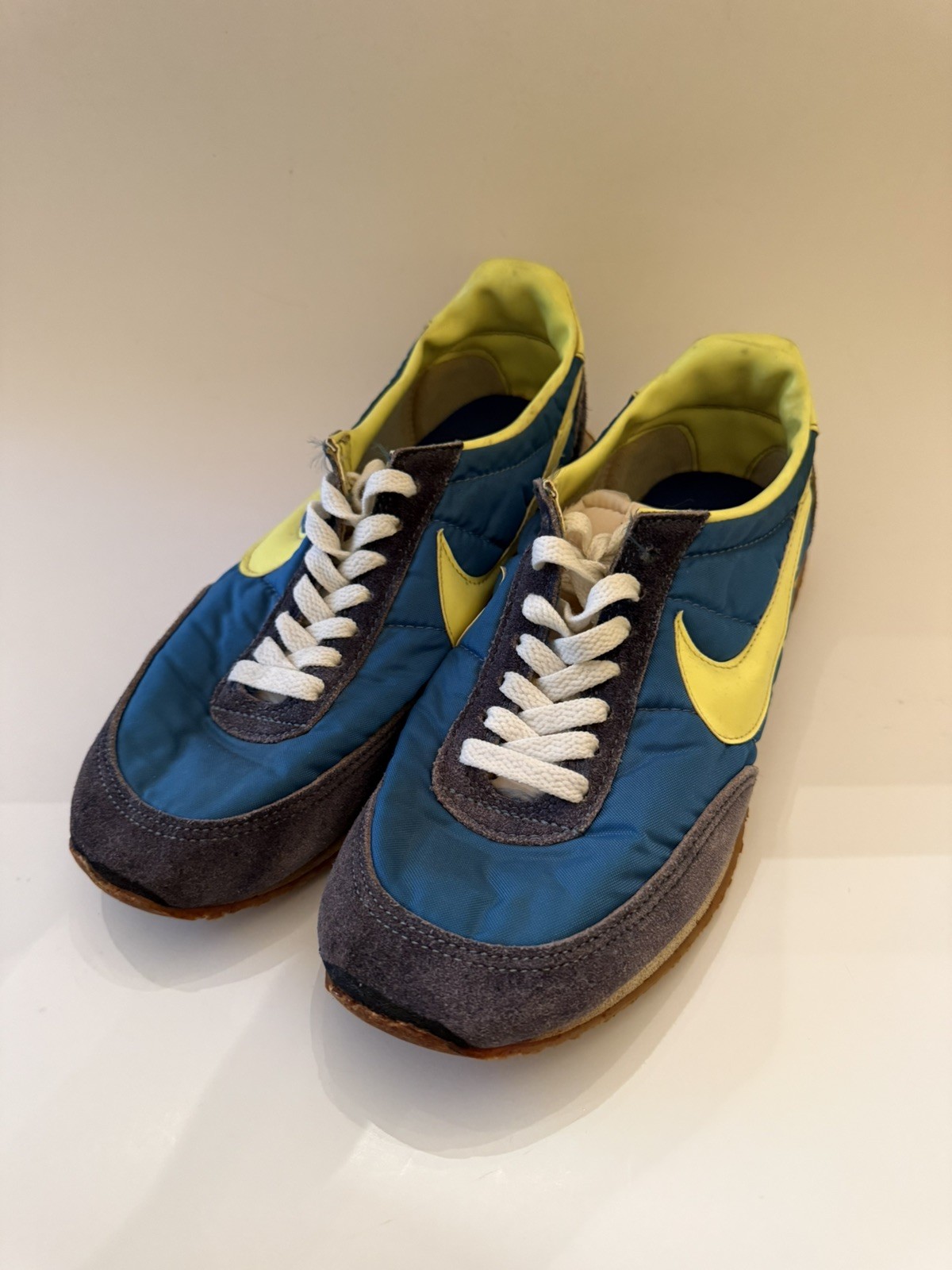Vintage 1970s Nike Oregon Waffle Style Obori Honeycomb Sole Blue Yellow Sneakers