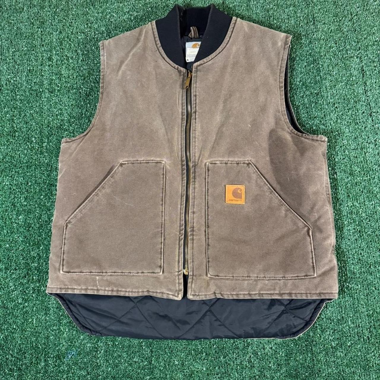 Vintage Carhartt V02 CHT Quilt Lined Duck Work Vest Brown Mens Large 0322 Vintage Carhartt V02 CHT Quilt Lined Duck Work Vest Brown Mens Large 0322
