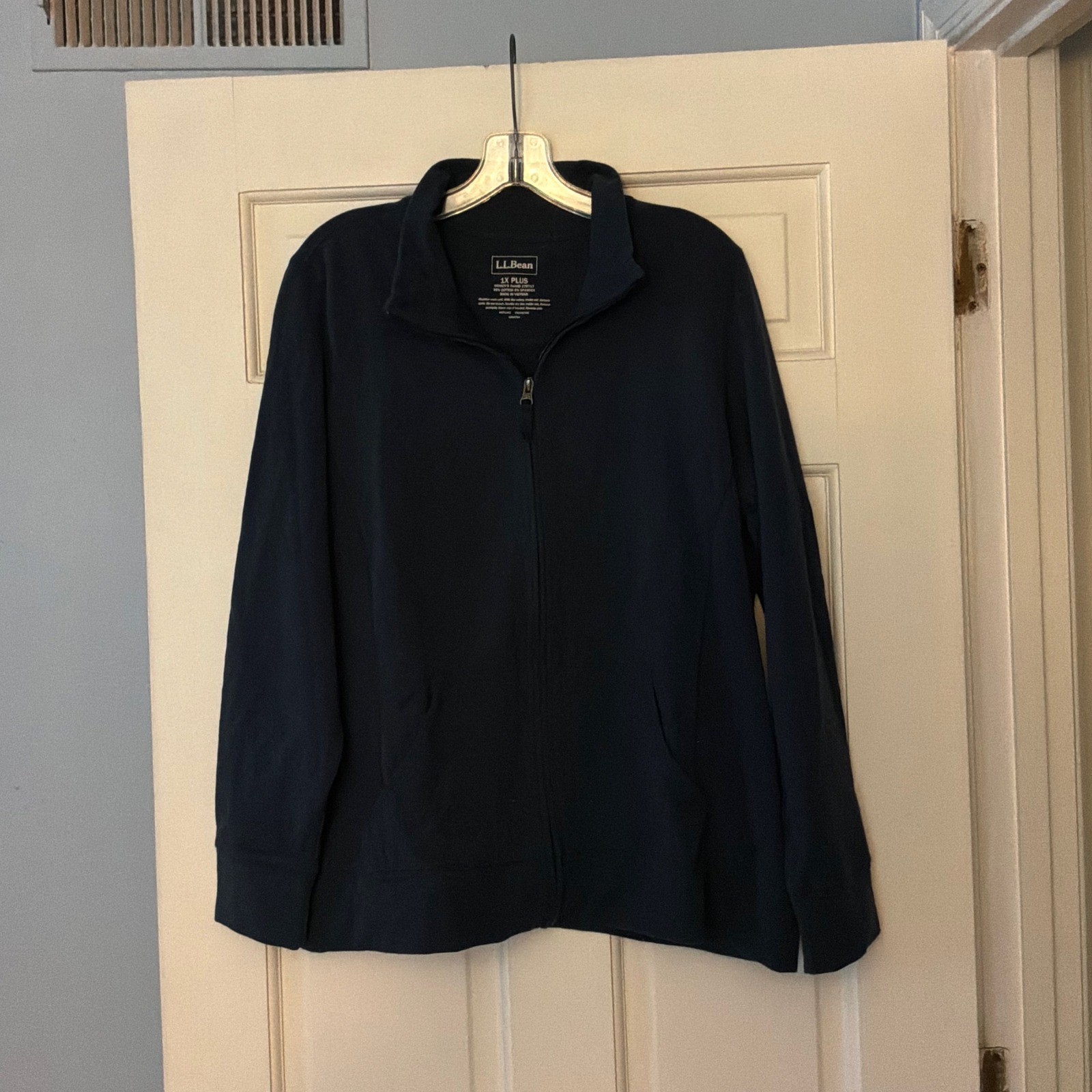 L.L.Bean Ultrasoft Sweats Full-Zip Mock-Neck Jacket Navy Blue 278717 1X NEW