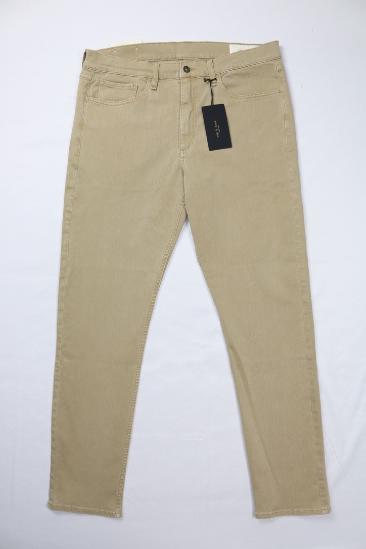 Rag & Bone RB 2 Slim Fit Jeans Beige NWT — Size 36x32 Twill Embroidery