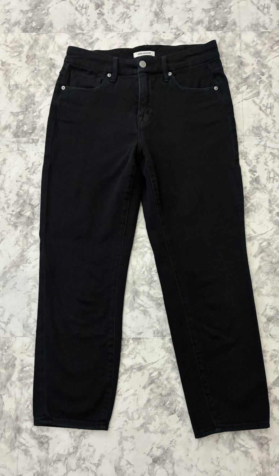 Good American Good Girlfriend Black Denim Jeans Straight Leg Fit Size 2/26 Good American Good Girlfriend Black Denim Jeans Straight Leg Fit Size 2/26