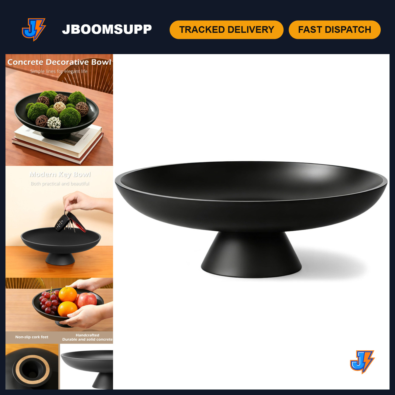 Large Concrete Fruit Bowl for Kitchen Counter, Modern Decorative Bowl for Home D