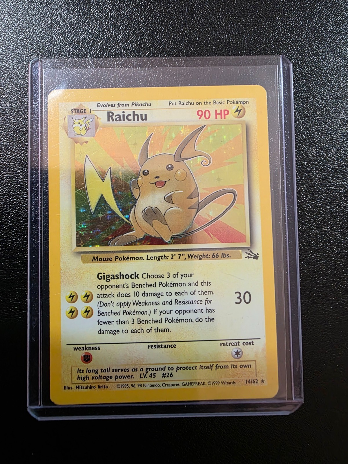 1999 Pokemon Fossil #14 Holo Raichu NM 1999 Pokemon Fossil #14 Holo Raichu NM