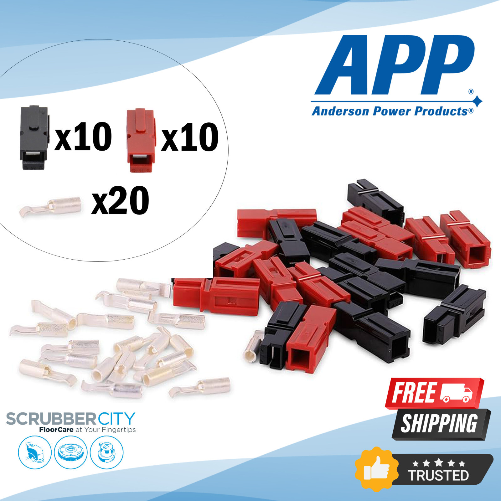 Genuine 10 Pairs Anderson Powerpole 15 Amp Connectors Black & Red