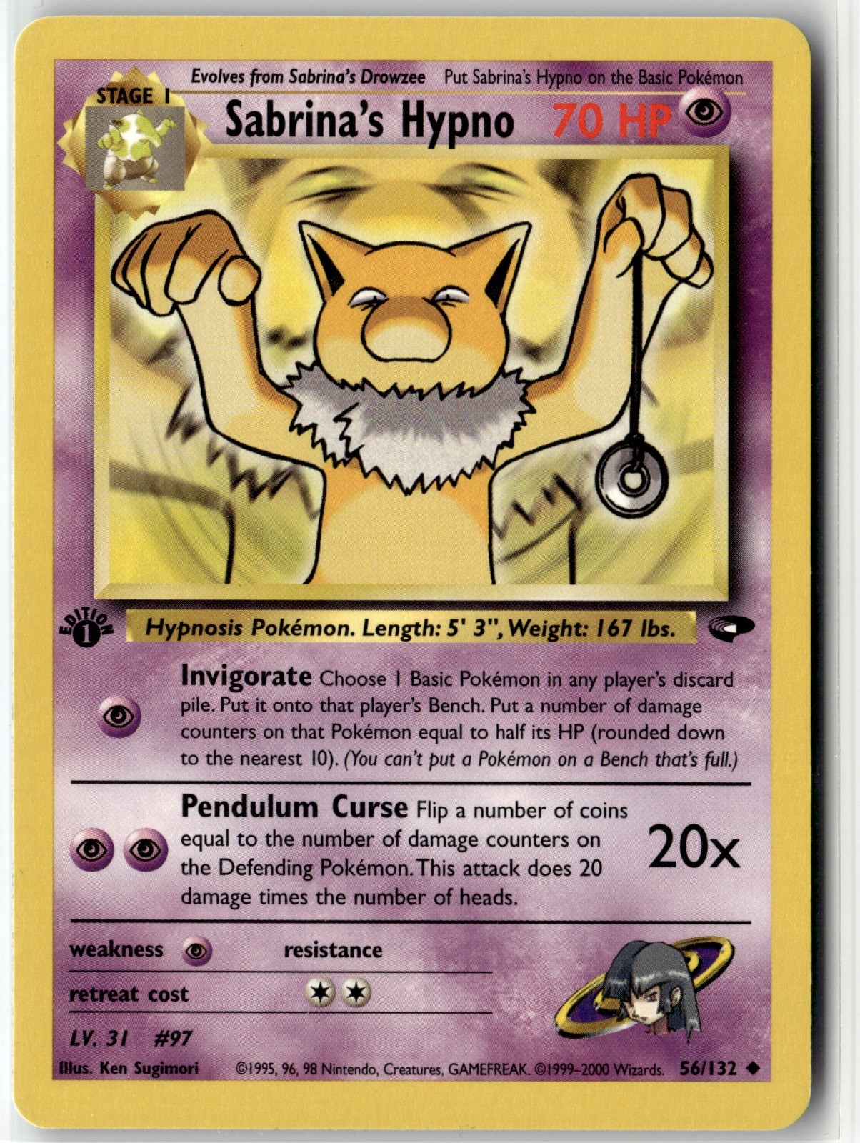 Sabrina\'s Hypno Uncommon Gym Challenge 056/132 1st Edition NM