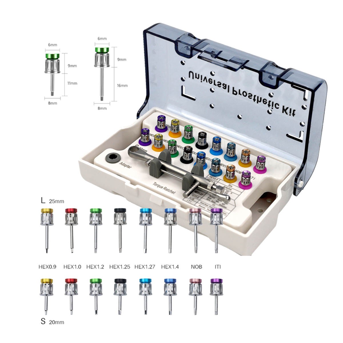 USA Dental Universal Implant Torque Wrench+16pcs Driver/ Implant Locator Kit