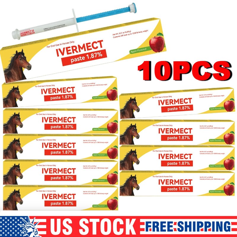 10 Pack New Paste Wormer Horse Dewormer Apple Flavor US 