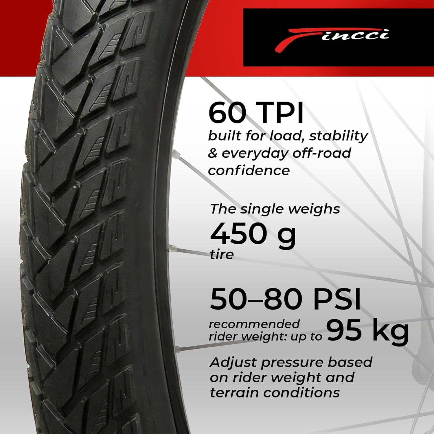 Fincci Bicycle Tire Foldable 60TPI Nylon Anti-puncture 700x35c W3116