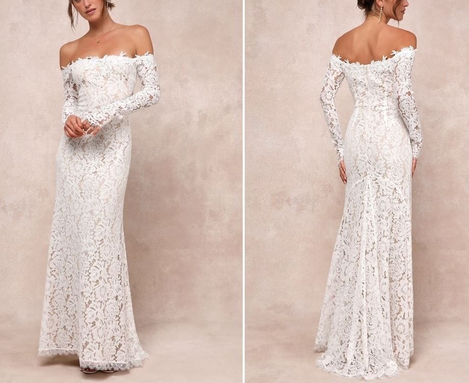 Lulus Romance Dreamer White Lace Maxi Ivory Wedding Dress Gown Size XL NWOT