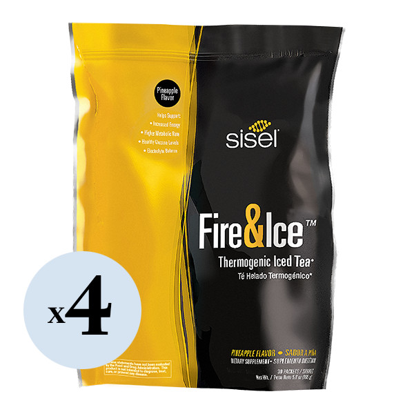 4X Sisel Fire&Ice Pineapple Drink Mix Powder 120 Sachets -NEW 🔥US Seller️🔥