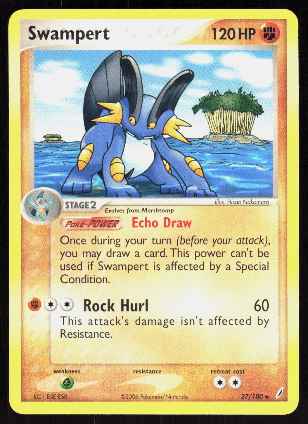 Swampert 27/100 Rare EX Crystal Guardians Pokemon EN Lightly Played
