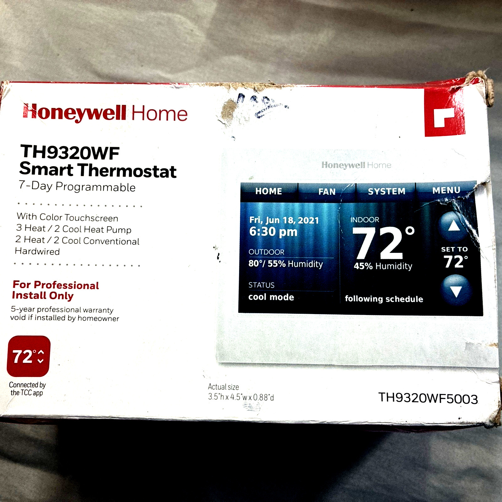 Honeywell TH9320WF Wi-Fi Touchscreen Smart Thermostat Open Box