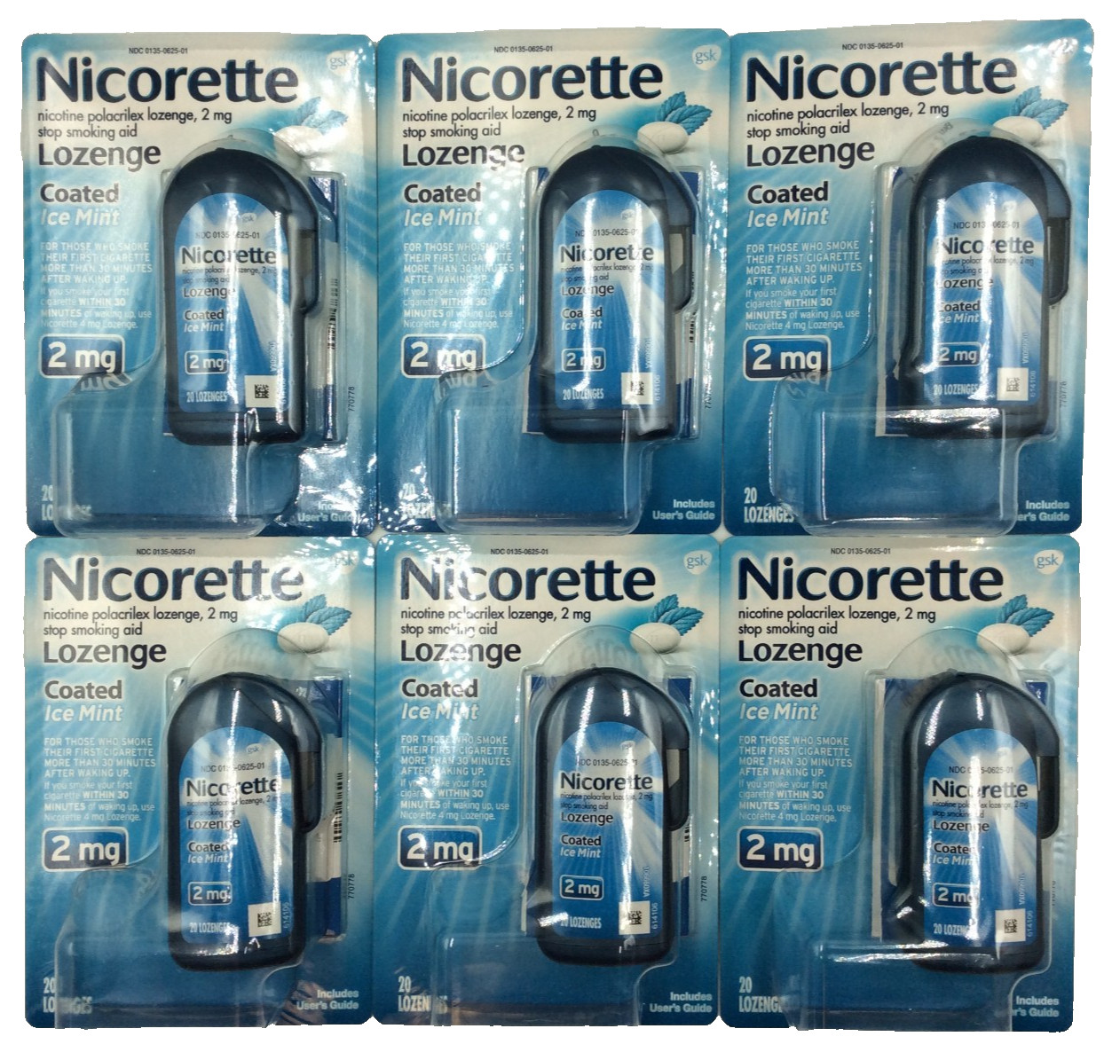 Nicorette Nicotine Lozenges 2mg Stop Smoking Aid, Ice Mint, 120 Lozenges 02/2027