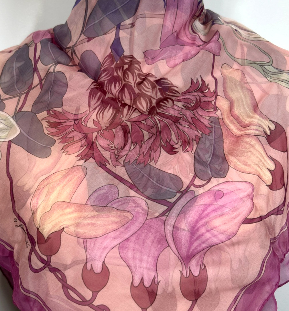 Auth Hermes Scarf 90cm 100% Silk Mousseline \'Flora Graeca Niki Goulandris