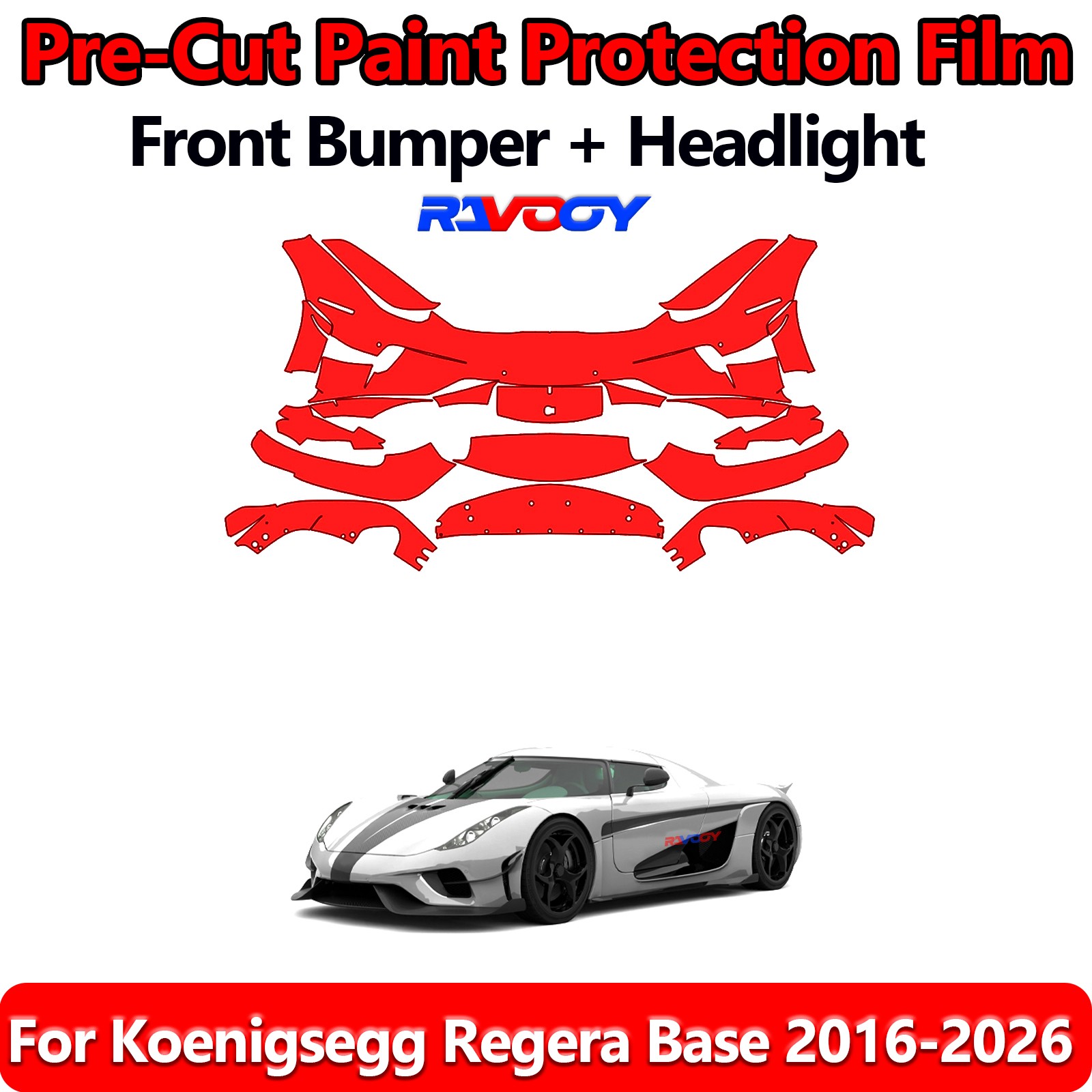 8.5Mil PreCut Front Bumper PPF Kit Film For Koenigsegg Regera Base 2016-2026
