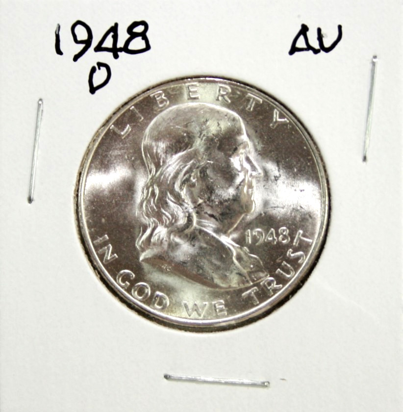 1948-D Franklin Half Dollar AU 90% Silver #1 1948-D Franklin Half Dollar AU 90% Silver #1