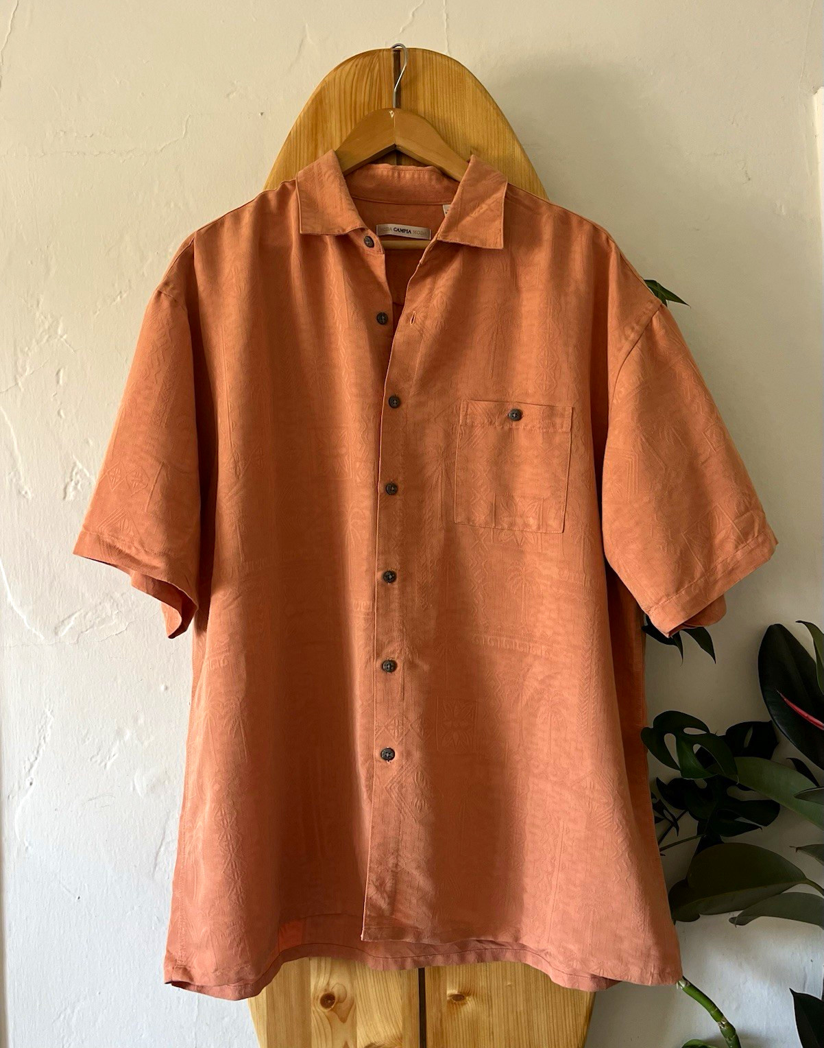 Moda Campia Moda Men\'s XL Orange Geometric Woven Short Sleeve Button-Up Shirt Moda Campia Moda Men\'s XL Orange Geometric Woven Short Sleeve Button-Up Shirt